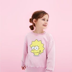 Zara Girls the Simpsons Lisa Simpson Pink Sweatshirt 11-12 the Simpsons